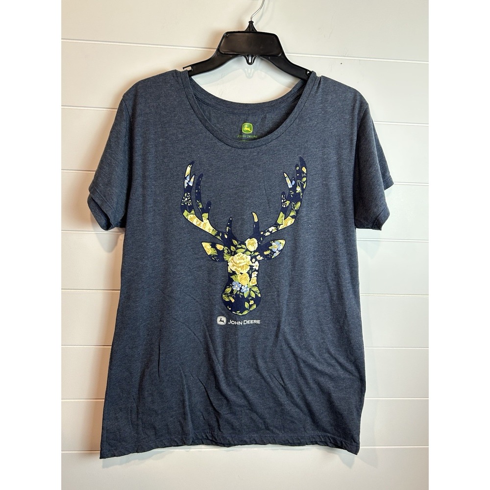Women's John Deereβ Floral Tshirt Sz 2XL Blue